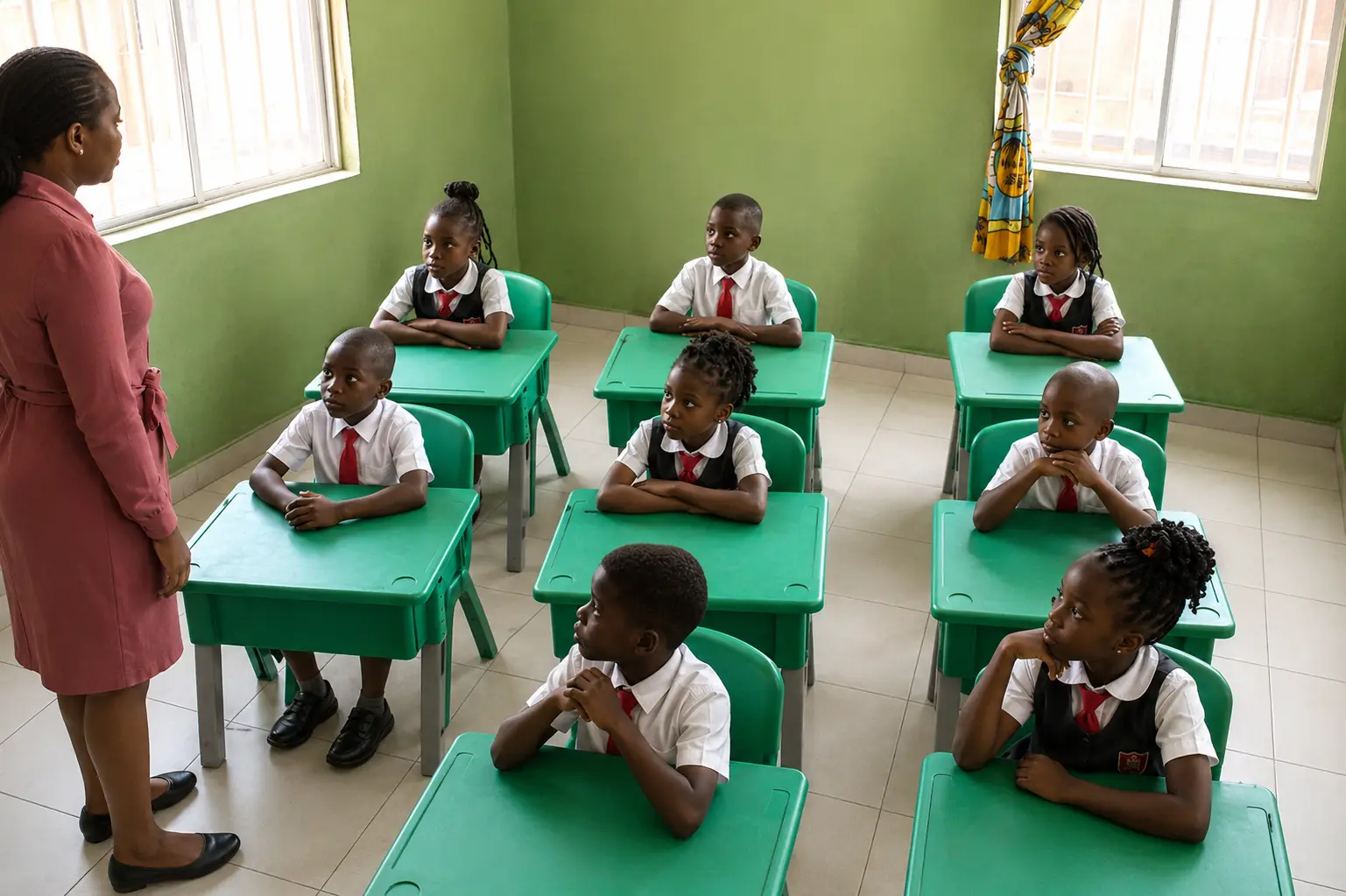Petra Academy pupils listening attentively during a classroom lesson